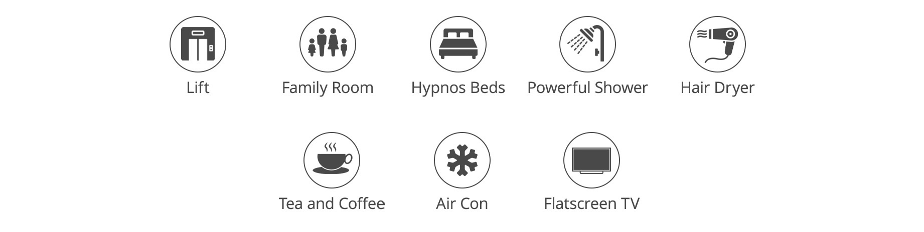 Facilities available icons